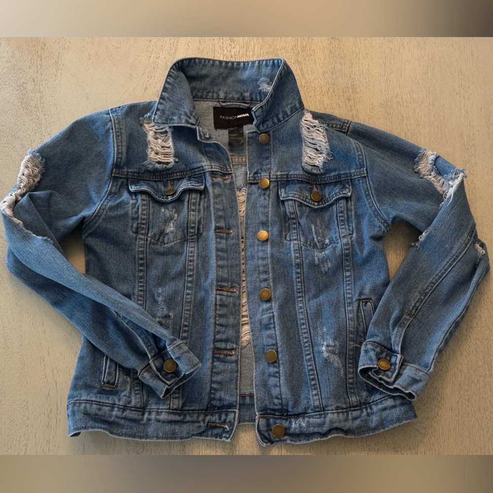 Distressed Denim Jean Jacket